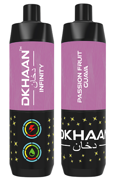 Dkhaan Infinity 25K Passion Fruit Guava Disposable Vape with USB-C Rechargeable Battery