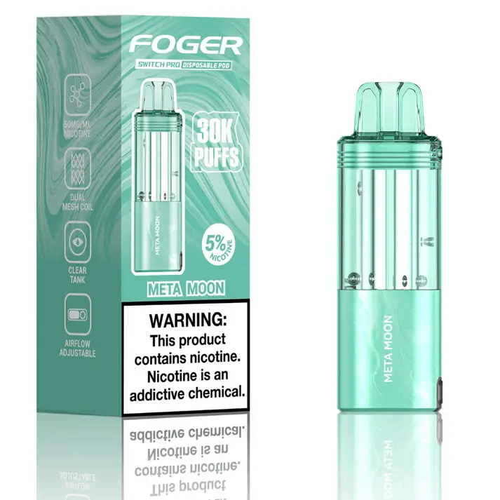 Foger Switch Pod Refill 30K Meta Moon with cosmic-inspired vape flavor and leak-resistant magnetic design
