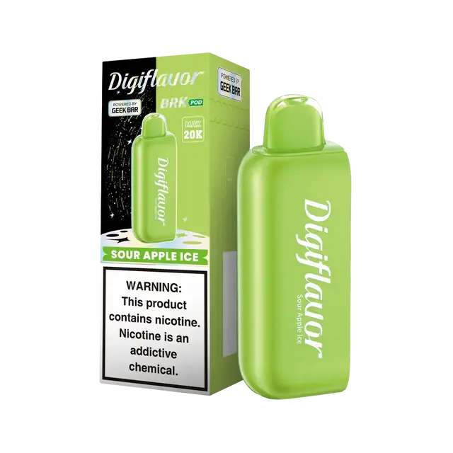 Digiflavor BRK 20k POD Sour Apple Ice Disposable Vape with green apple and icy flavor