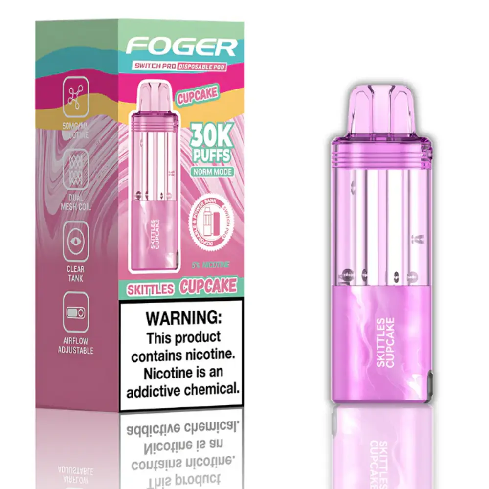 Foger Switch Pod Refill 30K Skittles Cupcake flavor vibrant colorful vape pod