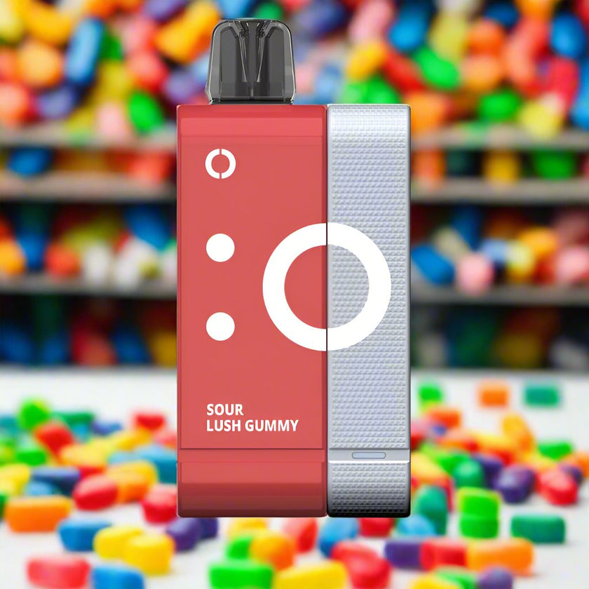 Sour Lush Gummy Off-Stamp SW 9000 disposable vape kit pack of 5 with sour gummy candy flavor