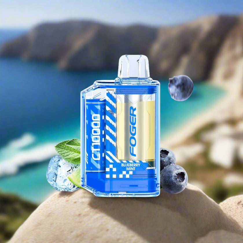 Foger CT10000 Blueberry Mint 5% Disposable Vape providing a refreshing vaping experience