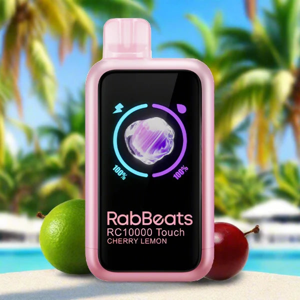 Cherry Lemon Rabbeats RC10000 Touch Disposable Vape with touch screen and rechargeable feature
