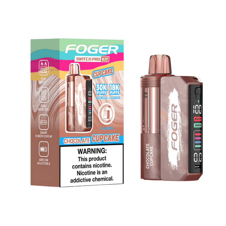 Foger Switch Pro Kit 30k Chocolate Cupcake disposable vape device with rich chocolate cupcake flavor