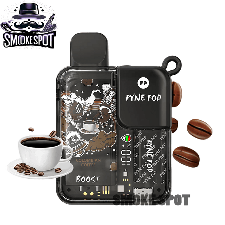 Colombian Coffee Pyne Pod 8500 disposable vape with rich coffee flavor