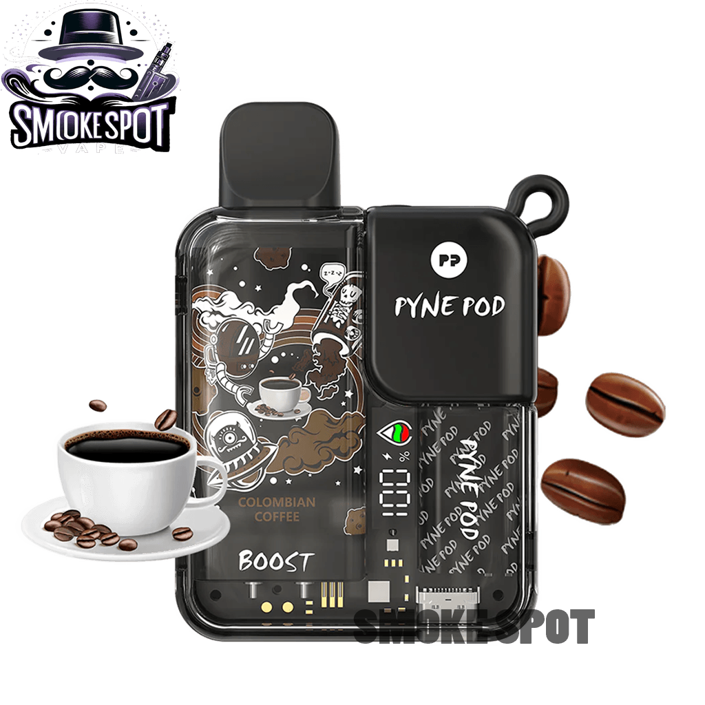 Colombian Coffee Pyne Pod 8500 disposable vape with rich coffee flavor