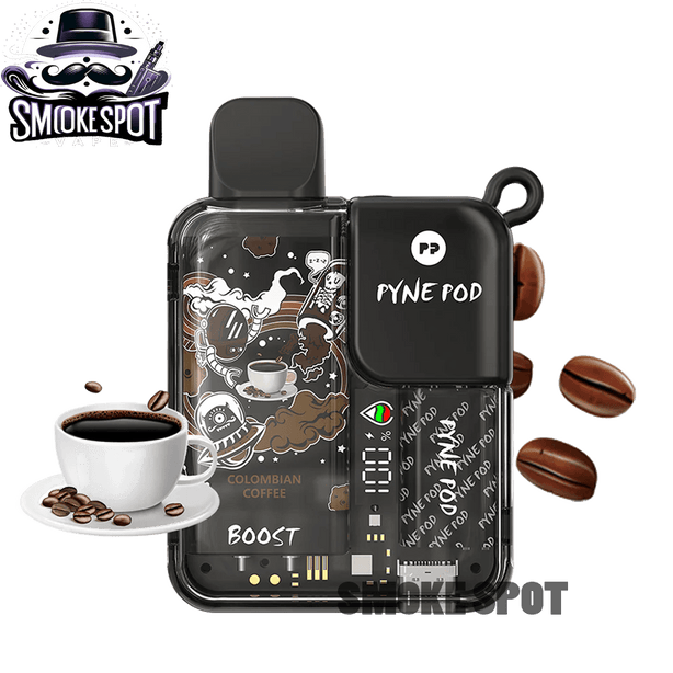 Colombian Coffee Pyne Pod 8500 disposable vape with rich coffee flavor