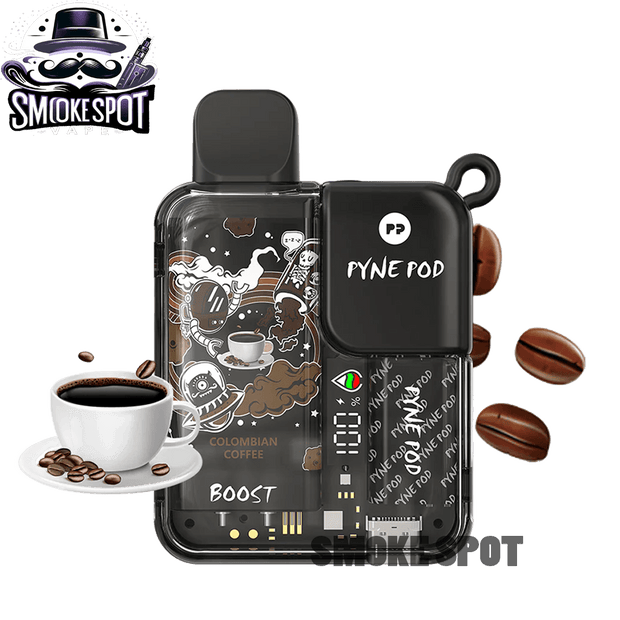 Colombian Coffee Pyne Pod 8500 disposable vape with rich coffee flavor