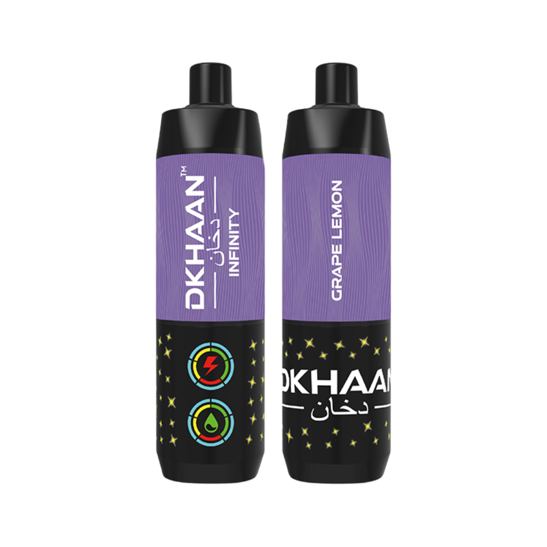 Dkhaan Infinity 25K Grape Lemon Disposable Vape with 25k puffs and 5% nicotine