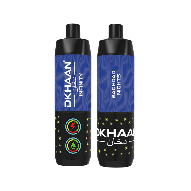 Dkhaan Infinity 25k Baghdad Nights Disposable Vape with banana taffy flavor