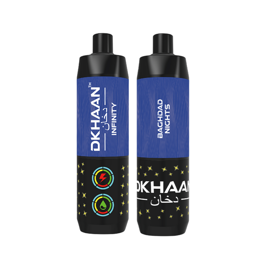 Dkhaan Infinity 25k Baghdad Nights Disposable Vape with banana taffy flavor