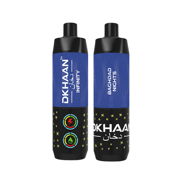 Dkhaan Infinity 25k Baghdad Nights Disposable Vape with banana taffy flavor