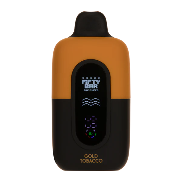 Fifty Bar 20k GOLD TOBACCO Disposable Vape displaying sleek design