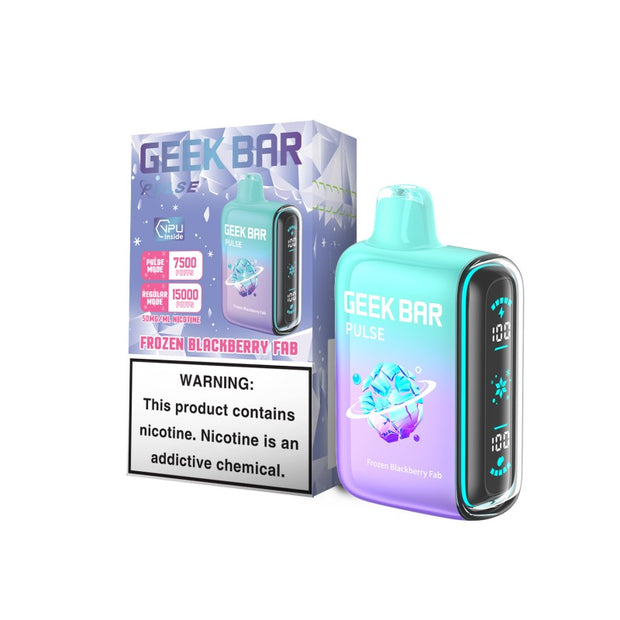 Geek Bar Pulse 15K Disposable Vape Frozen Blackberry Fab packaging box
