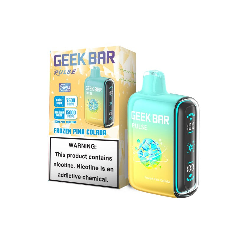 Packaging Box of Geek Bar Pulse Disposable Vape Frozen Pina Colada Flavor