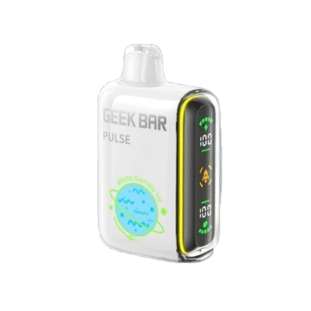 Geek Bar Pulse 15K White Gummy Ice Disposable Vape device with 15,000 puffs and salt nicotine