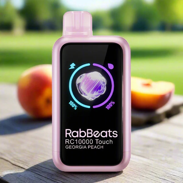Rabbeats RC10000 Touch Georgia Peach disposable vape device with touch screen and rechargeable battery