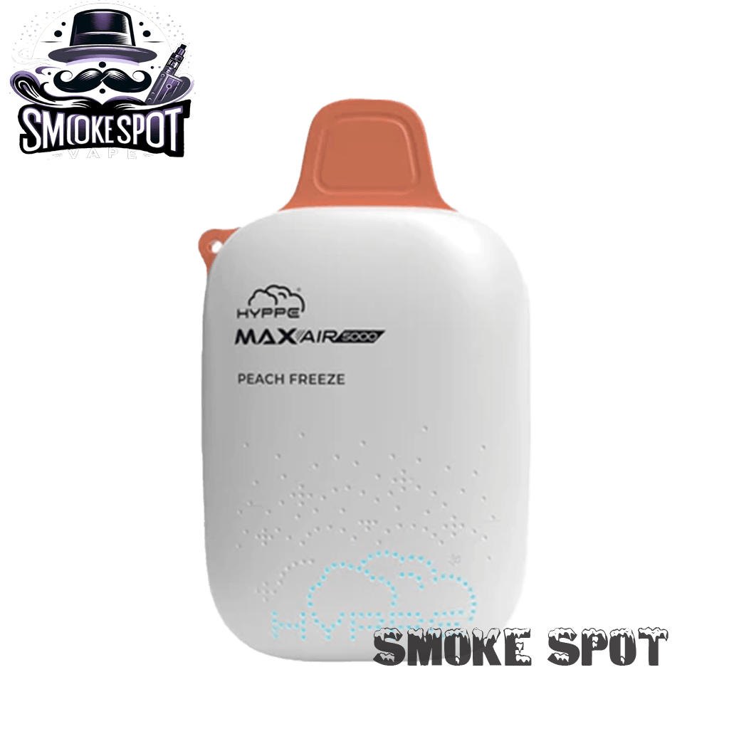 Hyppe Max Air 5000 Puffs Peach Freeze Disposable Vape with juicy peach and icy menthol flavor