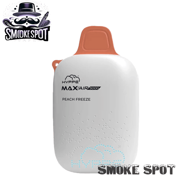 Hyppe Max Air 5000 Puffs Peach Freeze Disposable Vape with juicy peach and icy menthol flavor