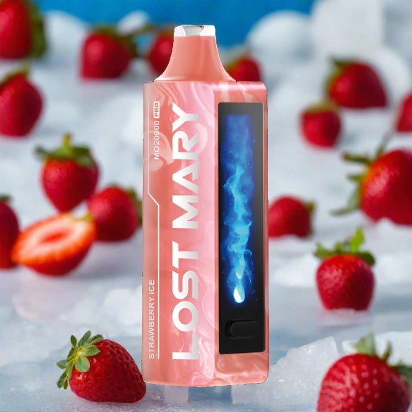 Strawberry Ice Lost Mary MO20000 Pro disposable vape device with strawberry and menthol flavor