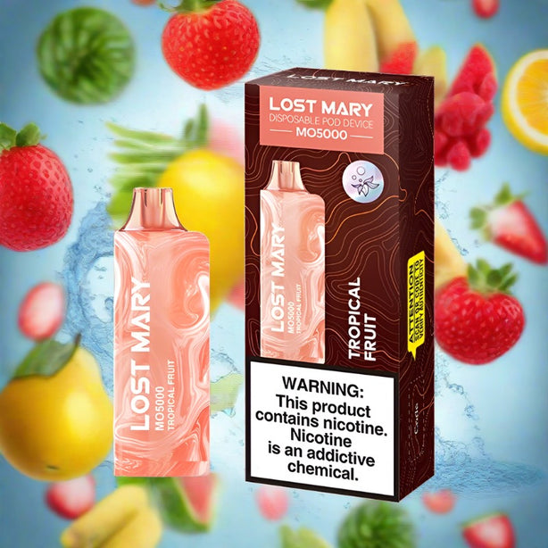Lost Mary MO5000 Tropical Fruit Disposable Vape with 5000 puffs and 50mg salt nicotine
