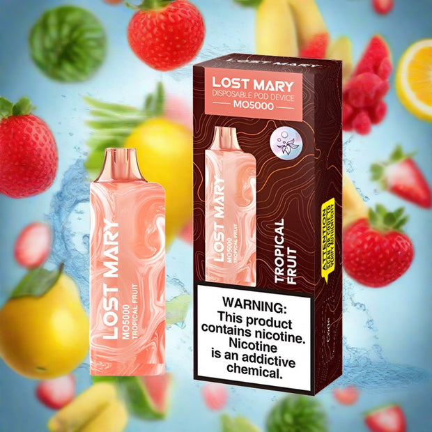Lost Mary MO5000 Tropical Fruit Disposable Vape with 5000 puffs and 50mg salt nicotine
