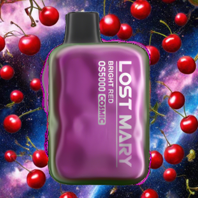 Bright Red Lost Mary Cosmic Edition 5000 Disposable Vape in cherry flavor