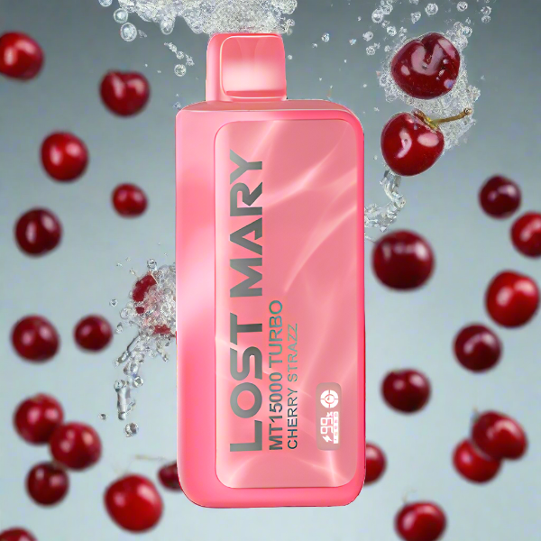 Cherry Strazz Lost Mary MT15000 Turbo Thermal Edition Disposable Vape in packaging