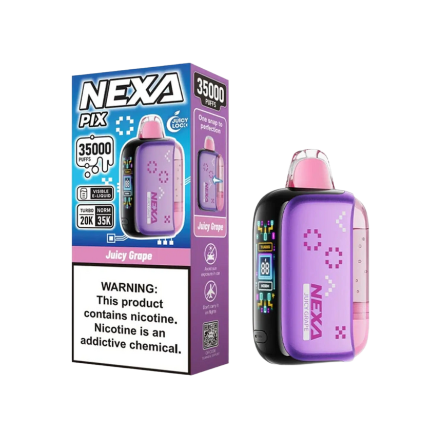 JUICY GRAPE NEXA PIX 35K disposable vape with classic grape slush flavor