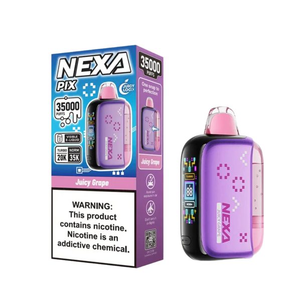 JUICY GRAPE NEXA PIX 35K disposable vape with classic grape slush flavor
