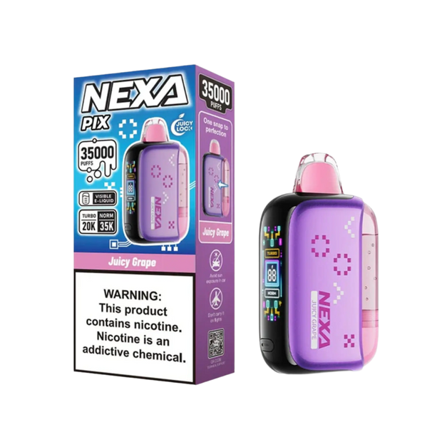 JUICY GRAPE NEXA PIX 35K disposable vape with classic grape slush flavor