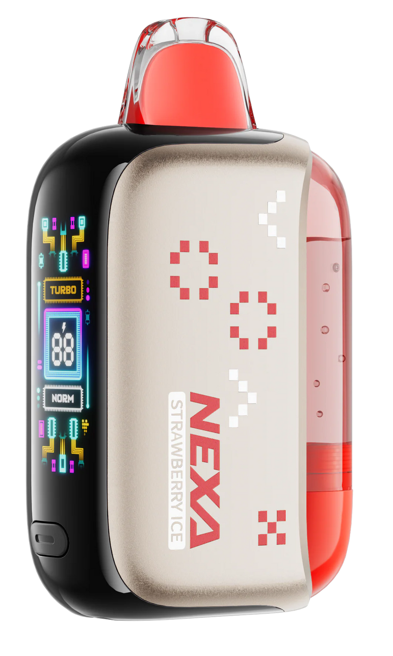 Close-up of NEXA PIX 35K Strawberry Ice disposable vape device