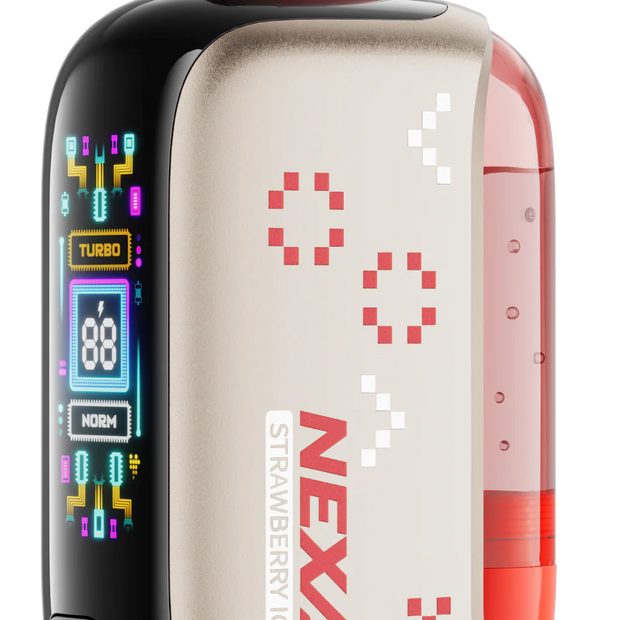 Close-up of NEXA PIX 35K Strawberry Ice disposable vape device