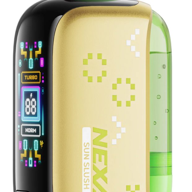 Close-up of SUN SLUSH NEXA PIX 35K disposable vape device