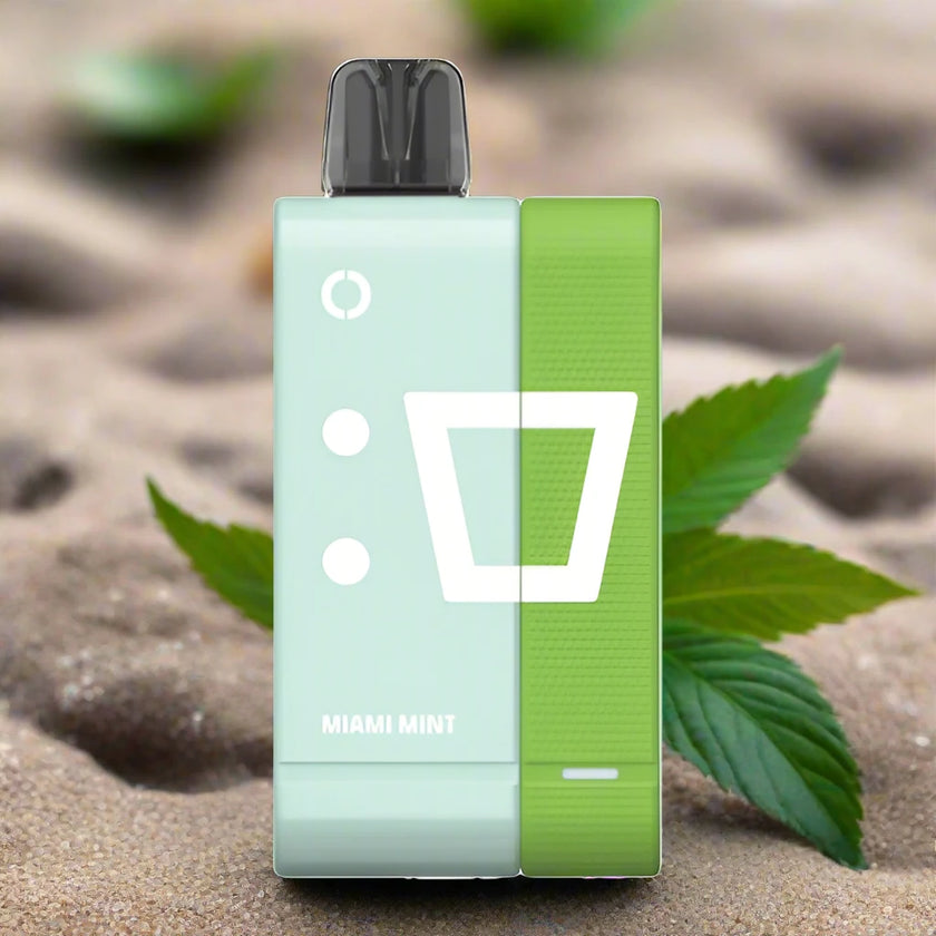 Miami Mint Off-Stamp SW 9000 disposable vape with mint flavor and rechargeable battery