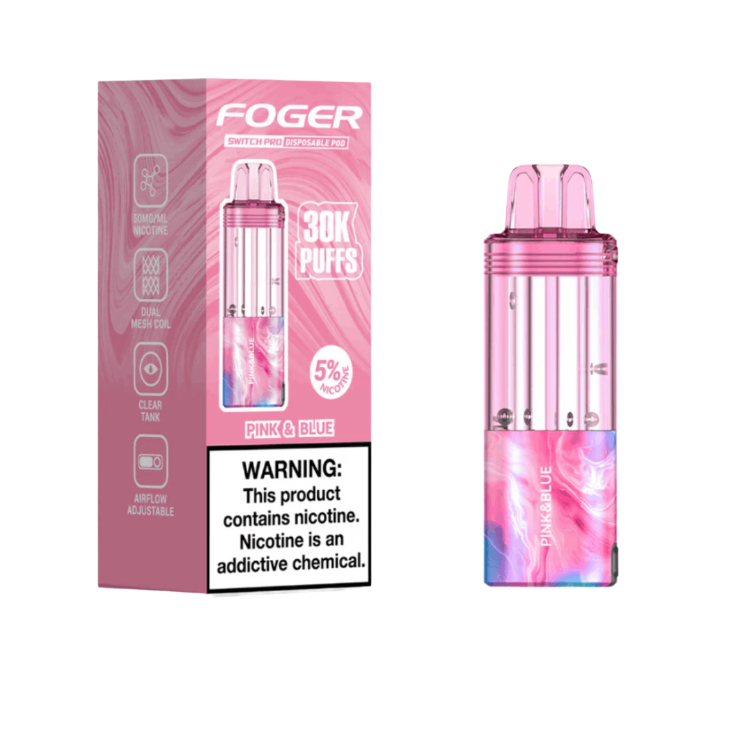 Foger Switch Pod Refill 30K in Pink and Blue gradient with advanced mesh coil technology