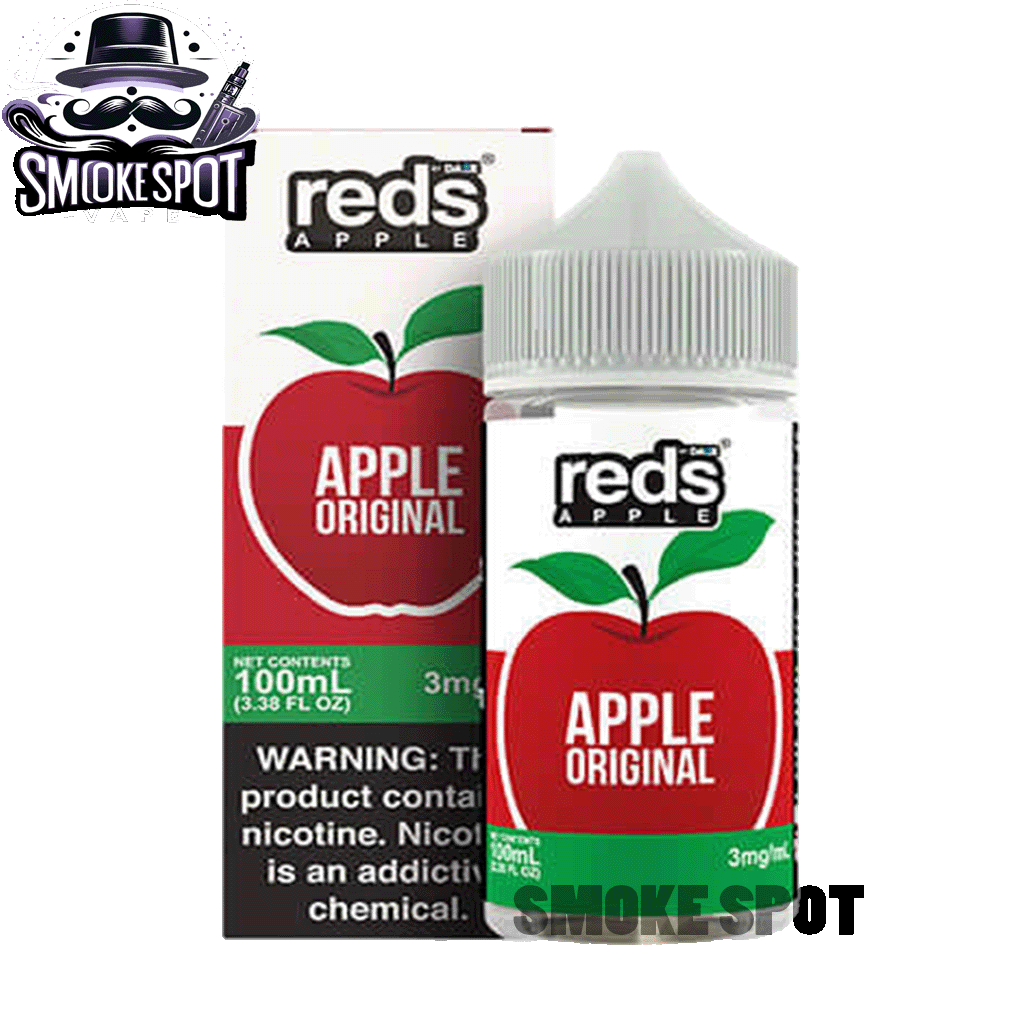 Bottle of Apple Reds e-juice by 7-DAZE, 100ml size with crisp red apple flavor.