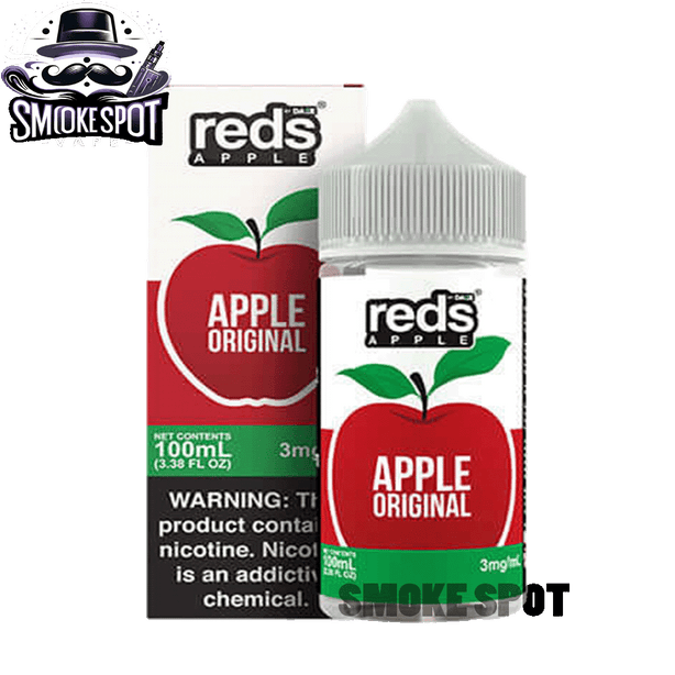 Bottle of Apple Reds e-juice by 7-DAZE, 100ml size with crisp red apple flavor.