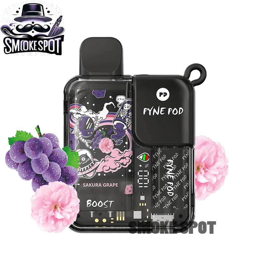 Sakura Grape Pyne Pod 8500 disposable vape with sweet grape and sakura flavor