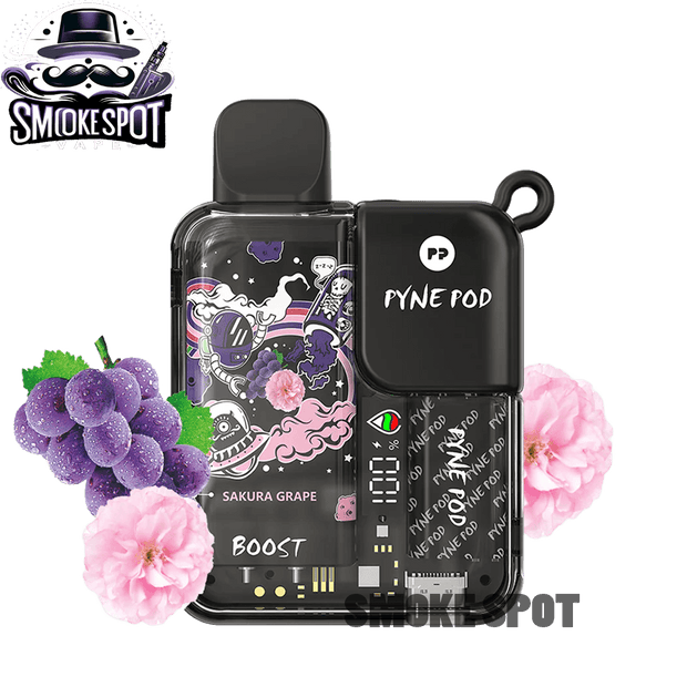 Sakura Grape Pyne Pod 8500 disposable vape with sweet grape and sakura flavor