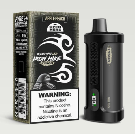 Apple Peach Iron Mike Tyson 15000 Disposable Vape - 15000 puffs with apple and peach flavors designed by Tyson Iron Mike