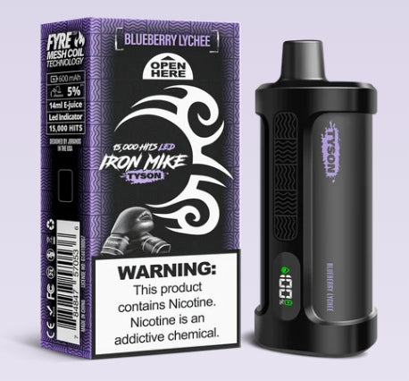 Blueberry Lychee Iron Mike Tyson Disposable Vape, 15000 Puffs