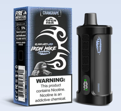 Cran Grape Iron Mike Tyson 15000 Disposable Vape featuring cranberry and grape flavors
