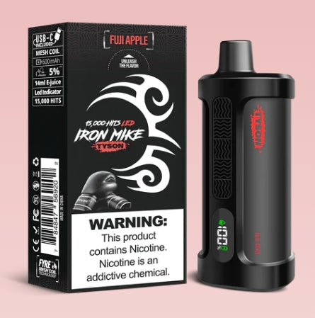 Fuji Apple Iron Mike Tyson 15000 Disposable Vape with crisp apple flavor