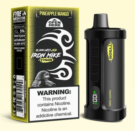 Pineapple Mango Iron Mike Tyson 15000 Disposable Vape with tropical fruit flavor