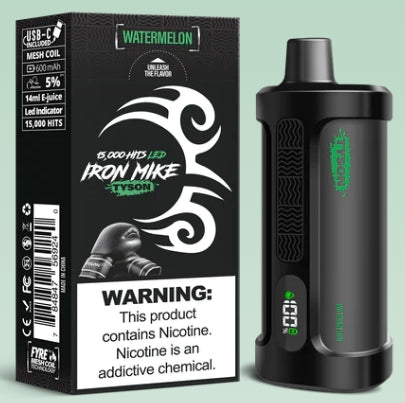 Watermelon Iron Mike Tyson 15000 disposable vape with refreshing watermelon flavor