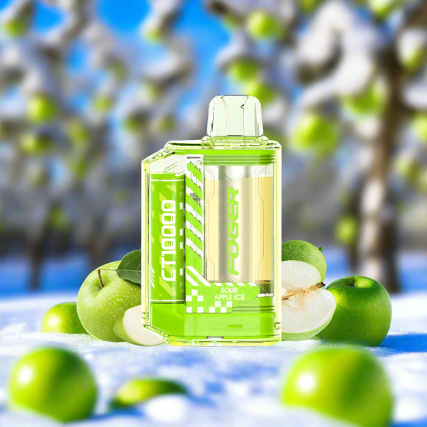 Foger CT10000 Sour Apple Ice 2% Nicotine Disposable Vape with sour apple and icy flavor