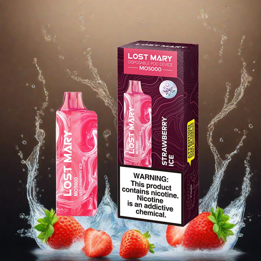 Strawberry Ice Lost Mary MO5000 disposable vape with strawberry and icy menthol flavor