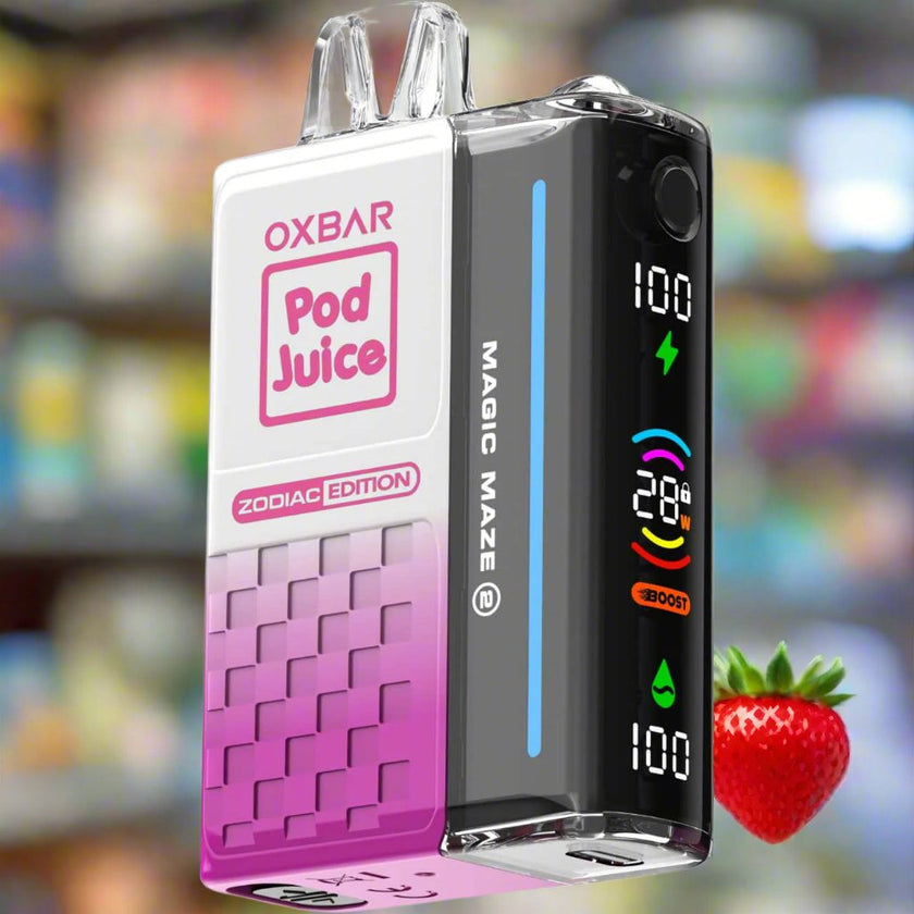 Pod Juice Oxbar 30K Strawberry Lolly Disposable Vape with candy strawberry flavor and 30,000 puffs
