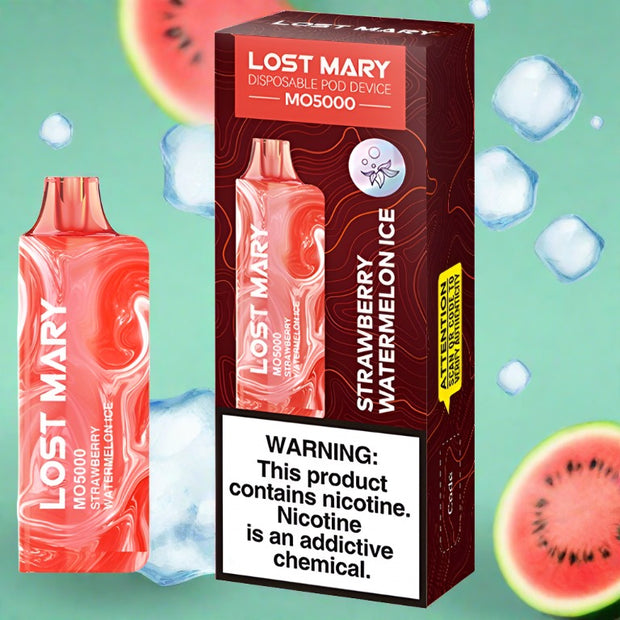 Strawberry Watermelon Ice Lost Mary MO5000 disposable vape with 5000 puffs and USB-C charging
